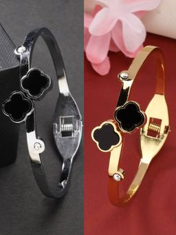 NVR - Women Gold and Silver Cuff Bracelet (Pack of 2)