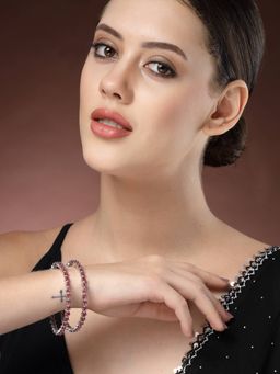 NVR - Women Red Cz Stone-Studded Handcrafted Bangles (Pack of 2)