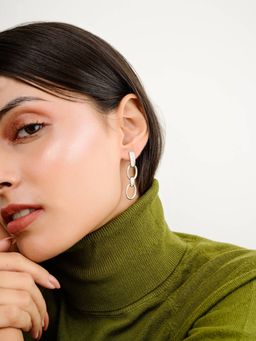 METALM - Stunning Silver Link Drop Earrings