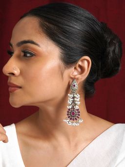 Teejh - Shaishunaga Silver Oxidised Ruby Earrings