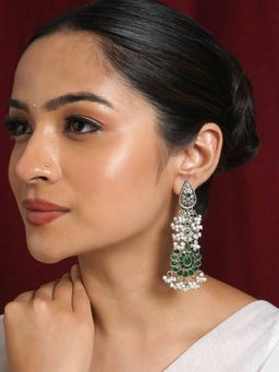 Teejh - Sindhia Silver Oxidised Green Earrings