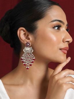 Teejh - Gulchehra Silver Oxidised Ruby Earrings