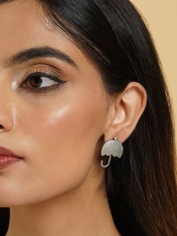 Teejh - Silver Oxidised Canopy Earrings