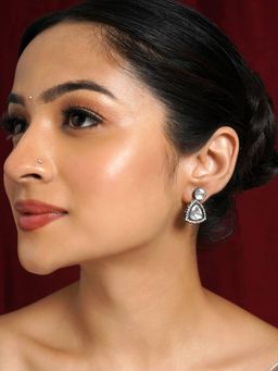 Teejh - Silver Oxidised Polki Earrings