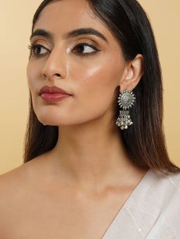 Teejh - Rumjhum Silver Oxidised Earrings