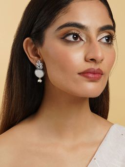 Teejh - Whispering White Silver Earrings