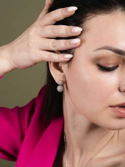 Velvet Imperial - Louis Shimmering Front and Back Silver Earrings