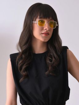 Haute Sauce - Women Riding Yellow Lens Rectangle Sunglasses
