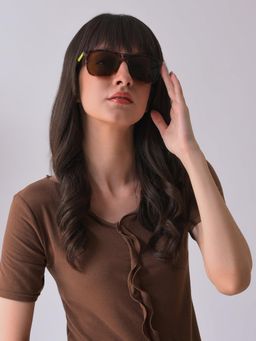 Haute Sauce - Women Brown Lens Rectangle Sunglasses