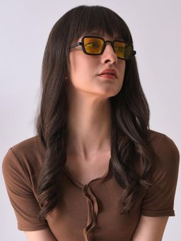 Haute Sauce - Women Riding Yellow Lens Rectangle Sunglasses