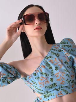 Haute Sauce - Women Brown Lens Rectangle Sunglasses