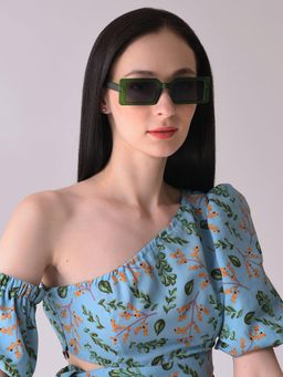 Haute Sauce - Women Black Lens Rectangle Sunglasses
