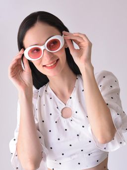 Haute Sauce - Women Pink Lens Oval Sunglasses