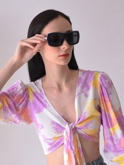 Haute Sauce - Women Black Lens Rectangle Sunglasses