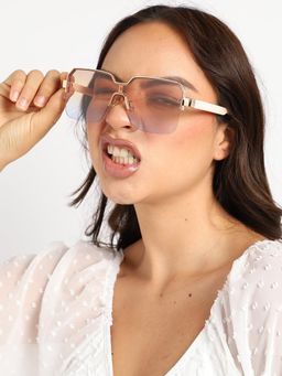 Haute Sauce - Women Beige Lens Rectangle Sunglasses