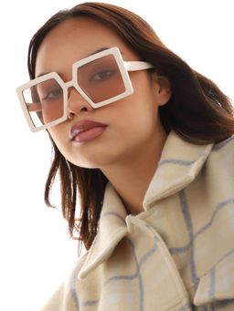 Haute Sauce - Women Beige Lens Rectangle Sunglasses