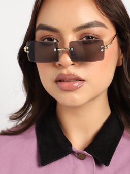 Haute Sauce - Women Black Lens Rectangle Sunglasses