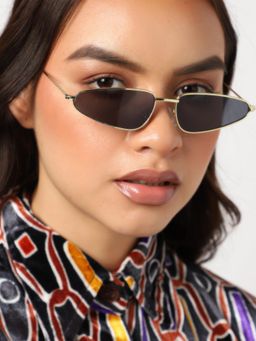 Haute Sauce - Women Retro Black Lens Rectangle Sunglasses