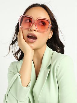 Haute Sauce - Women Tinted Pink Lens Oversized Sunglasses