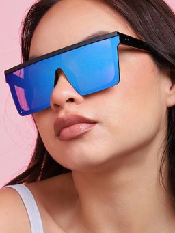 Haute Sauce - Women Tinted Blue Lens Oversized Sunglasses