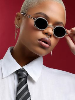 Haute Sauce - Women Jackie Grey Lens Oval Sunglasses