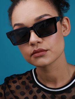 Haute Sauce - Women Black Lens Rectangle Sunglasses