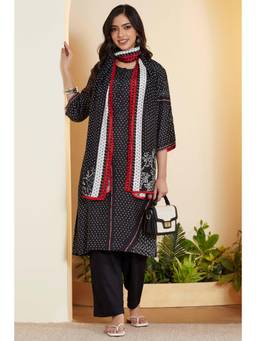 Biba - Women Black Modal Straight Kurta with Palazzo & Dupatta