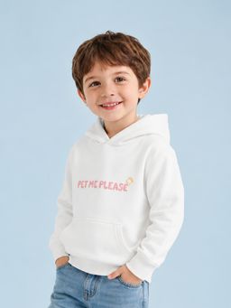 Kidbea - Unisex Cream Cotton Full Sleeves Hoodie