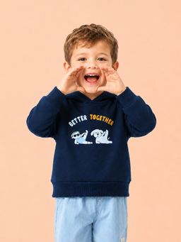 Kidbea - Unisex Navy Blue Cotton Full Sleeves Hoodie