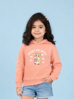 Kidbea - Unisex Peach Cotton Full Sleeves Hoodie