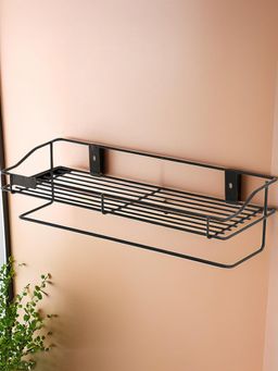 Kuber Industries - Metal Bathroom Shelf Storage Rack for Wall - 14 Inch - Black
