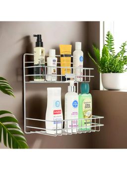 Kuber Industries - 2-Layer Stainless Steel Bathroom Shelf for Wall - 10x12 Inch - Silver