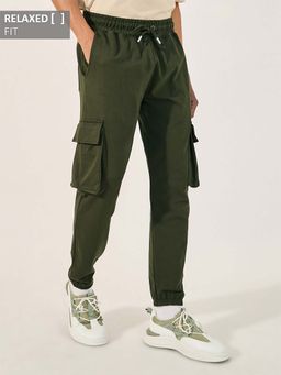 Styli - Olive Men Slim Fit Cargo Joggers