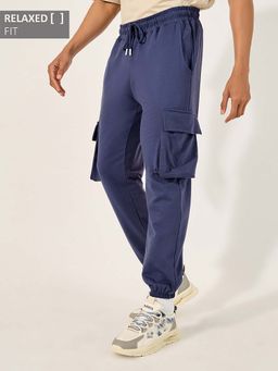 Styli - Blue Men Slim Fit Cargo Joggers
