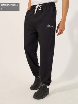 Styli - Black Men Open Hem Joggers