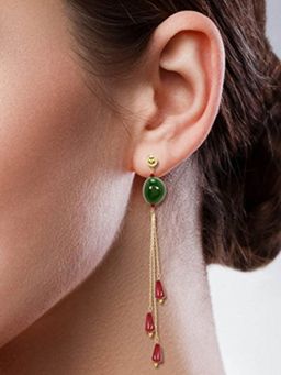 Accessher - Gold Plated and Ruby Emerald Light Weighted Dangle Drop For Women