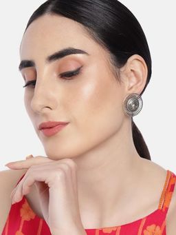 Accessher - Oxidised Silver Stud Earrings