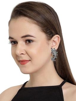 Accessher - Oxidised Silver Stylish Alloy Stud Earrings
