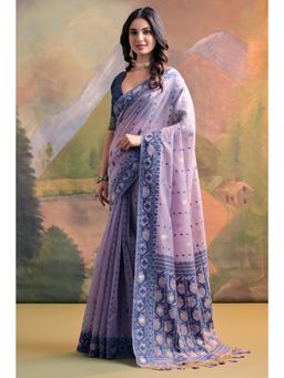 SGF11 - Women Lavender Cotton Silk Woven Saree with Unstitched Blouse