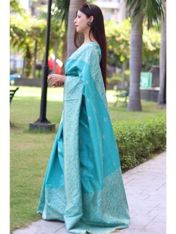 SGF11 - Women Blue Kanjeevaram Woven Saree with Unstitched Blouse