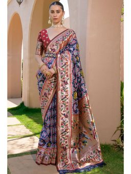 SGF11 - Women Blue Kanjeevaram Woven Saree with Unstitched Blouse