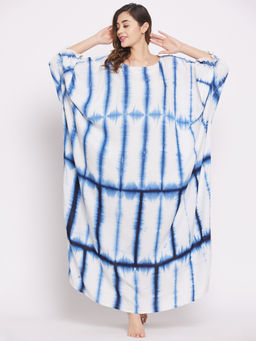 The Kaftan Company - Printed Tie Dye Loungewear Kaftan - Blue
