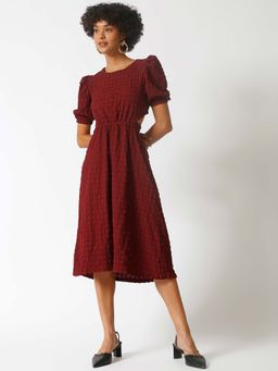 PINACOLADA - Women Maroon Stylish Casual Midi Dresses