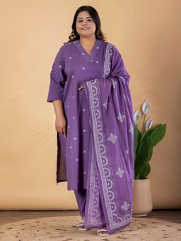 Readiprint - Purple Modal Chanderi Straight Kurta And Palazzo & Dupatta