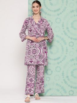 Nayam by lakshita - Women Printed Linen Coat with Palazzo
