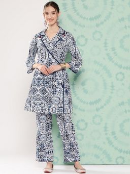 Nayam by lakshita - Women Printed Linen Coat with Palazzo