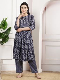 Nayam by lakshita - Floral Printed A-Line Pleated Kurta with Palazzo For Women