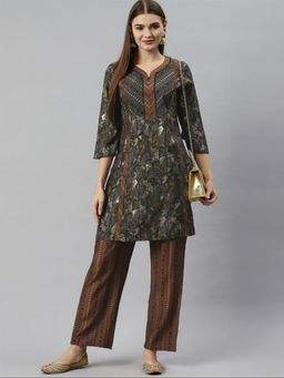 Nayam by lakshita - Green Women Printed Regular Kurta with Palazzo