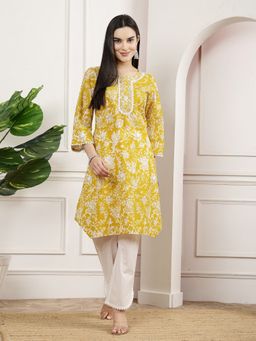 Nayam by lakshita - Yellow Women Printed Kurta And Palazzo