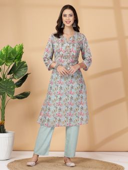 Nayam by lakshita - Leaf Printed Straight Kurta And Palazzo